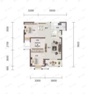 鹏湖湾3室2厅1卫户型图