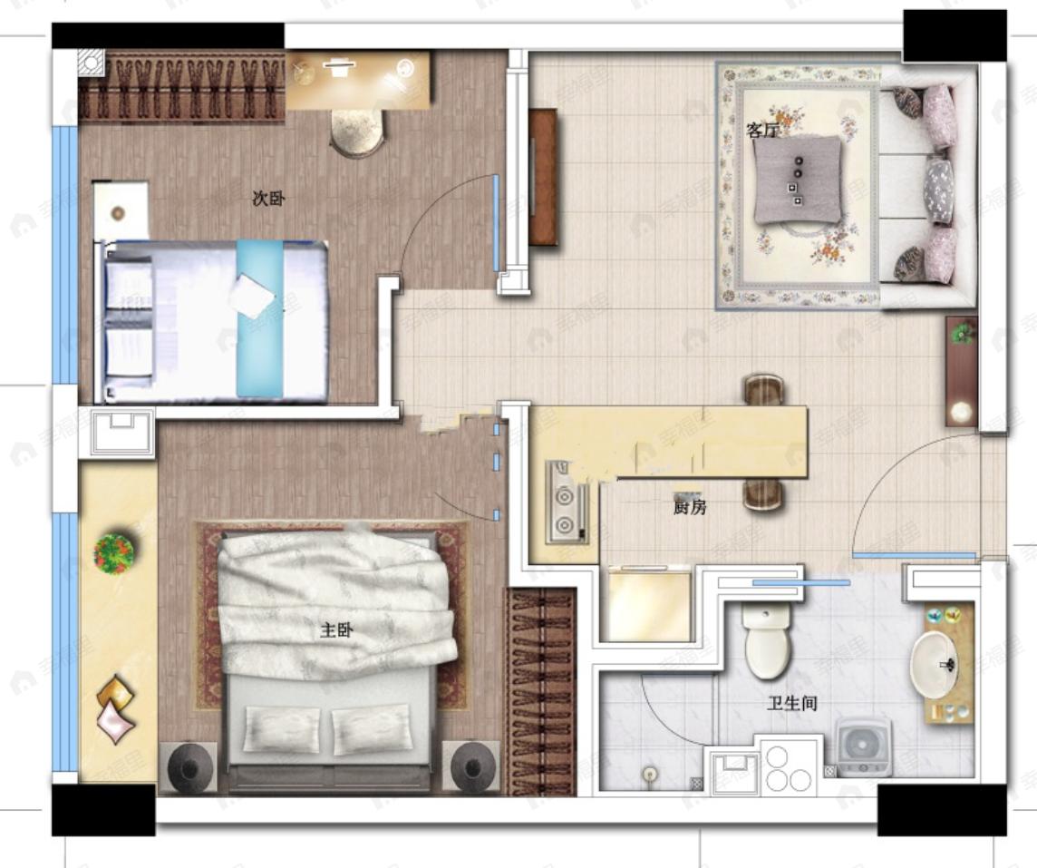 新天地世嘉铭座2室1厅1卫户型图