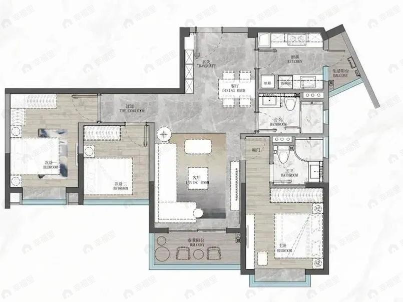广州滨江上都3室2厅2卫户型图