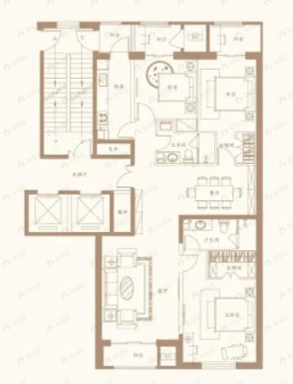 强佑府学上院3室2厅2卫户型图