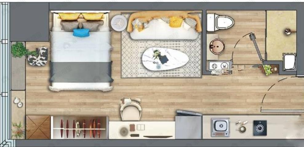 高新尊贵壹方1室1厅1卫户型图