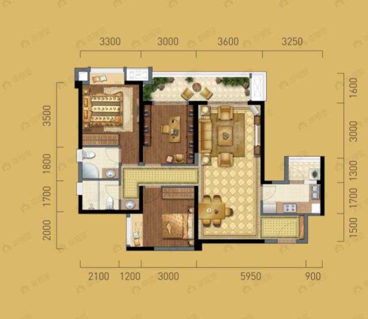 同森锦樾1号3室2厅2卫户型图