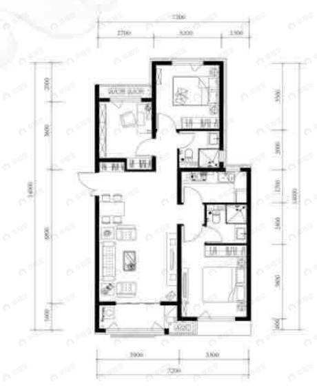 邢台永康万国城3室2厅2卫户型图