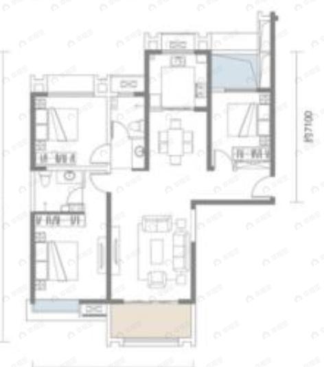 劳动公园里3室2厅2卫户型图