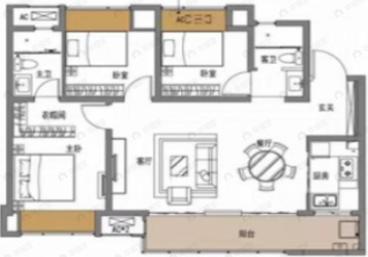保利大国璟3室2厅2卫户型图