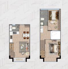 中环赞城2室2厅2卫户型图