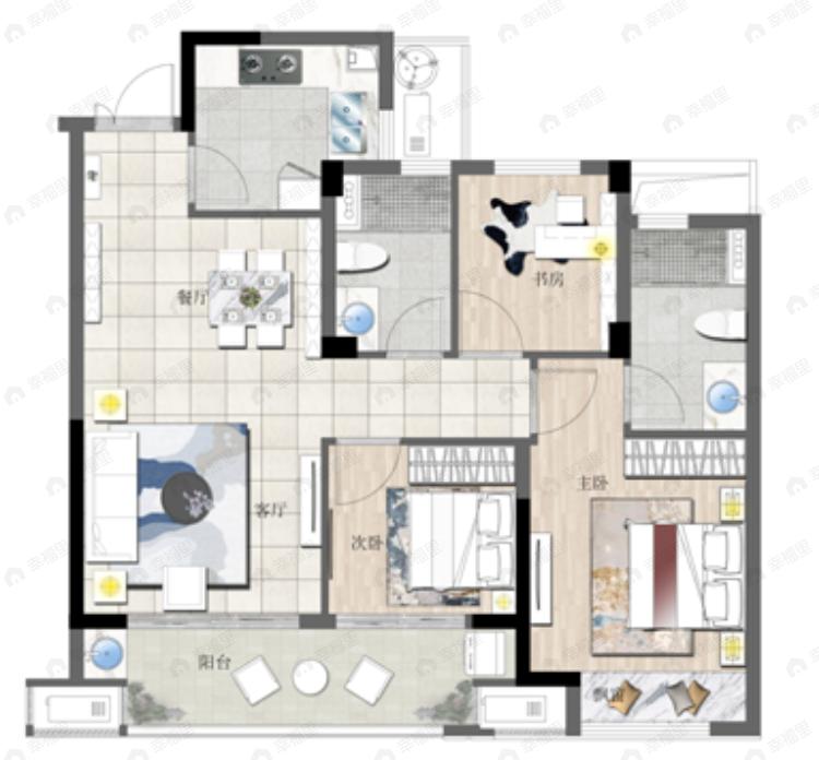 中建高铁未来城都会里3室2厅2卫户型图