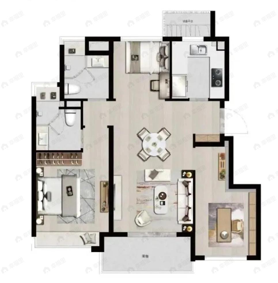 海上溪云3室2厅2卫户型图