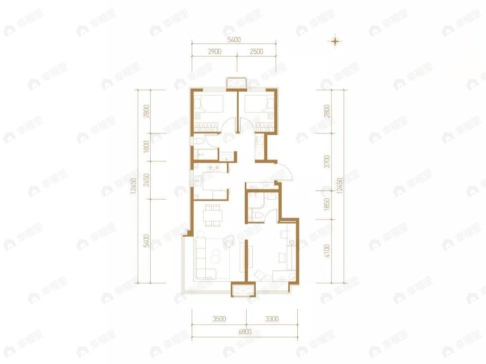 顺义臻珑府3室2厅2卫户型图