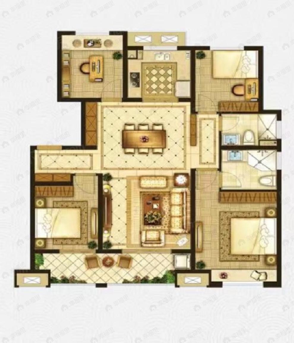 东部美的城4室2厅2卫户型图