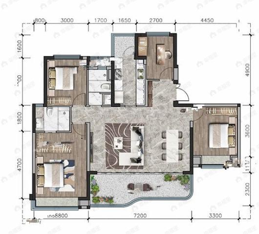 空港发展云璟铂樾4室2厅2卫户型图