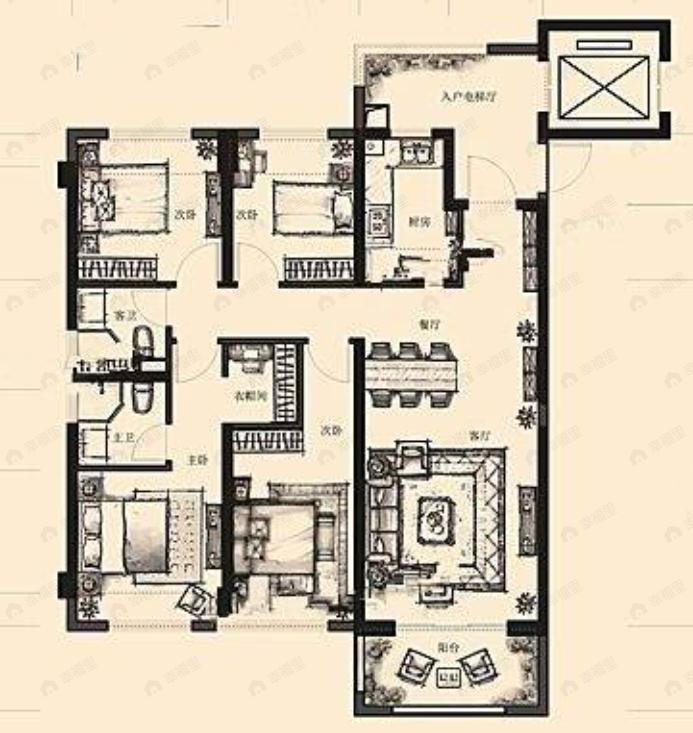 中南碧桂园樾府4室2厅2卫户型图