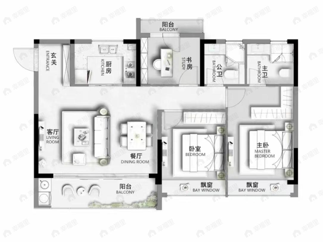 杨帆梧桐府3室2厅2卫户型图