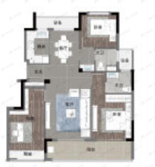 翡翠城品3室2厅2卫户型图