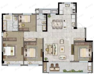 华纳豪园四六期2室2厅2卫户型图