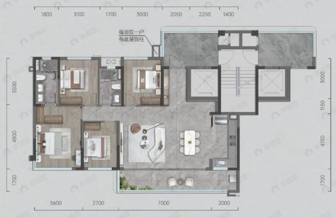 保利椿实九里和颂4室2厅2卫户型图
