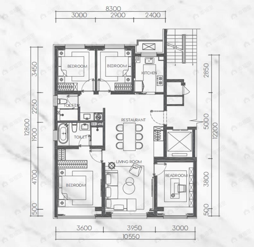 中海兴叁號院4室2厅2卫户型图