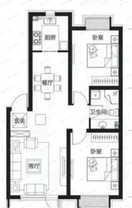 御龙湾2室2厅1卫户型图