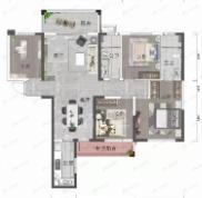 金富湘江悦城4室2厅2卫户型图
