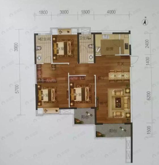 中建壹品澜荟3室2厅2卫户型图