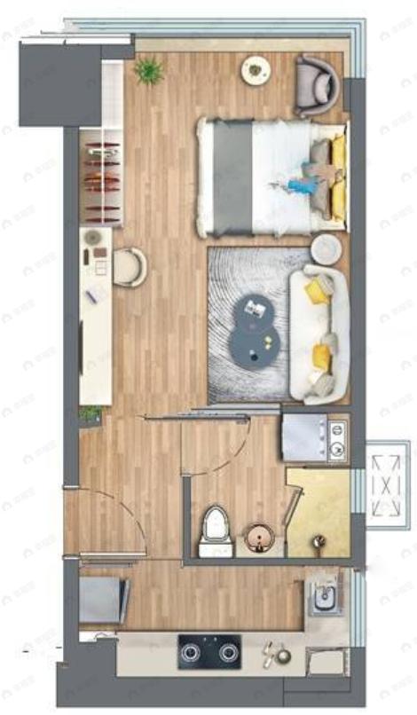 高新尊贵壹方1室1厅1卫户型图