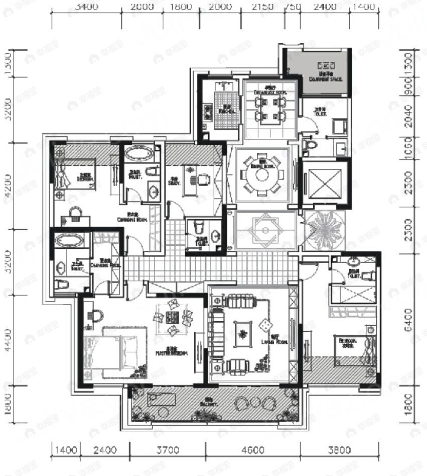 天地源丹轩梓园4室2厅5卫户型图