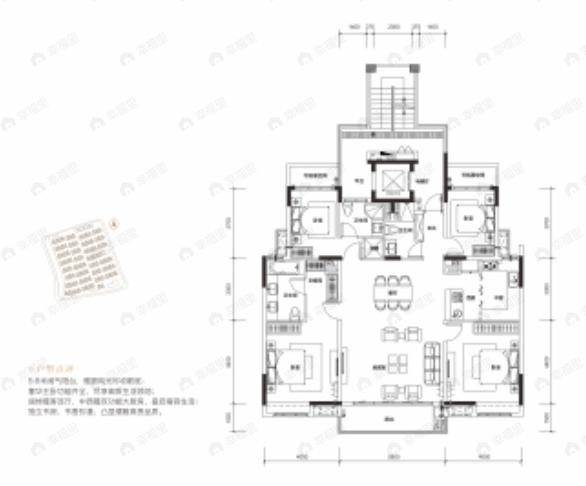 4室2厅3卫建面162平户型图