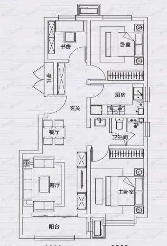 假日壹号3室2厅1卫户型图