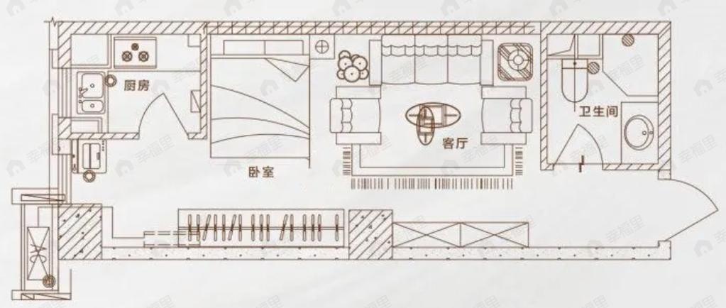 金色港湾1室1厅1卫户型图