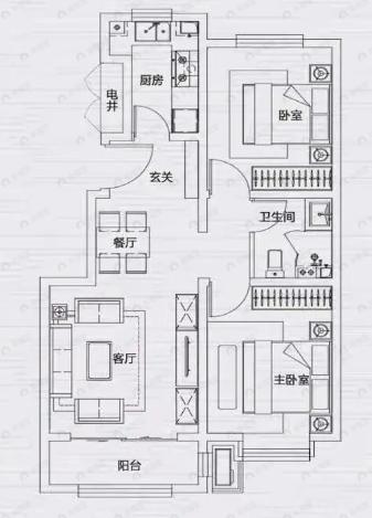 假日壹号2室2厅1卫户型图