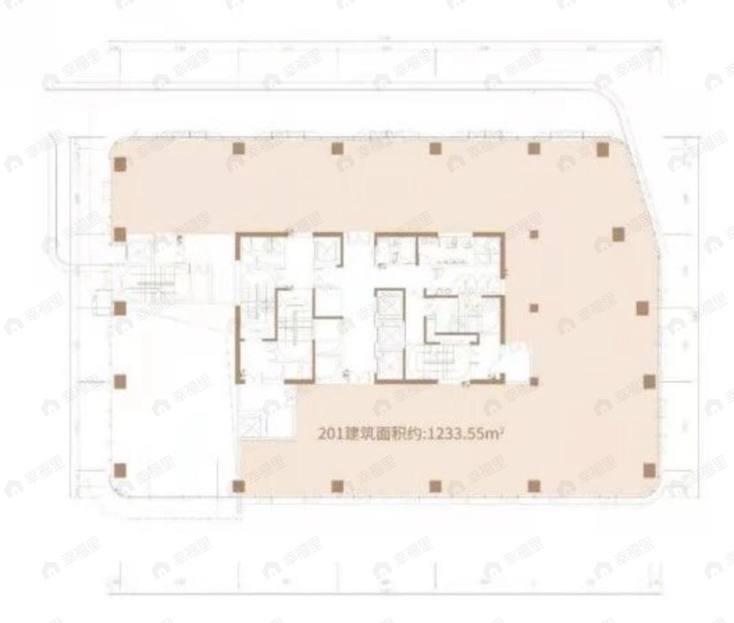 1室建面1233m²南|北户型图