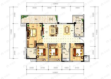 绿洲金座二期4室2厅2卫户型图