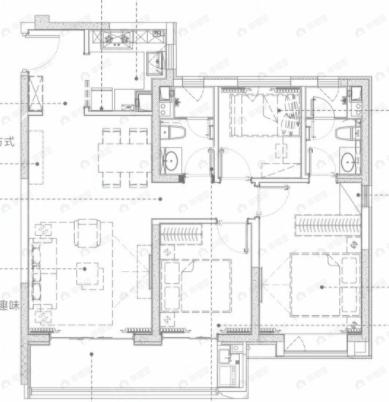 国润当代境MOMA3室2厅2卫户型图