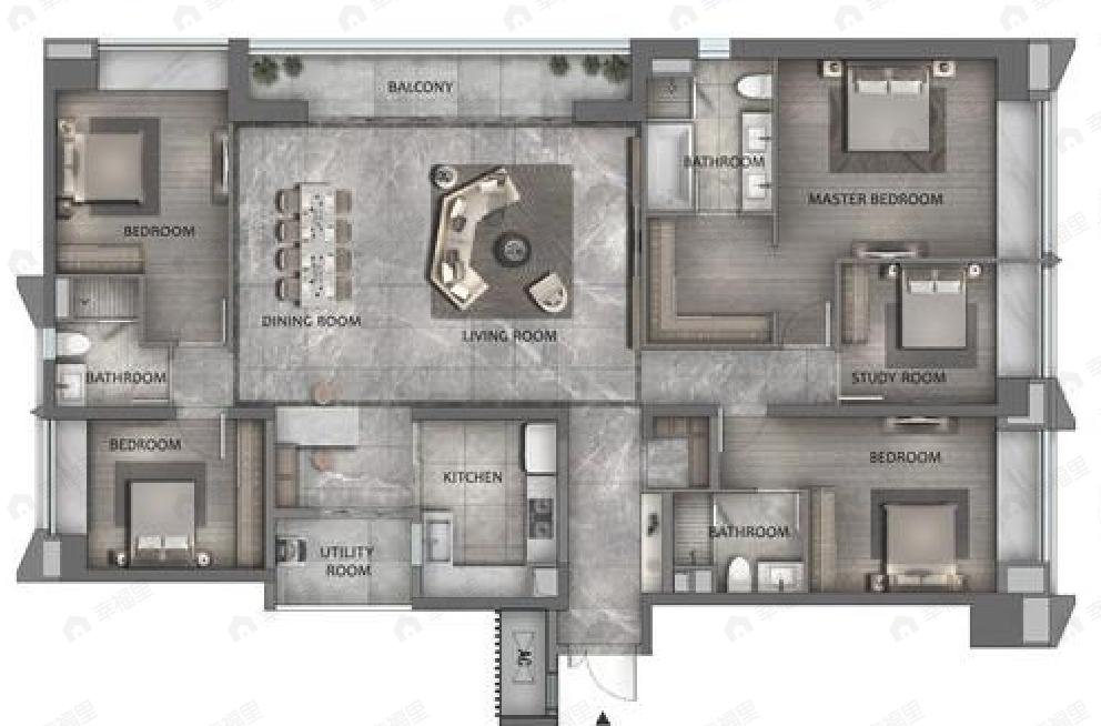 合景泰富天銮5室2厅3卫户型图