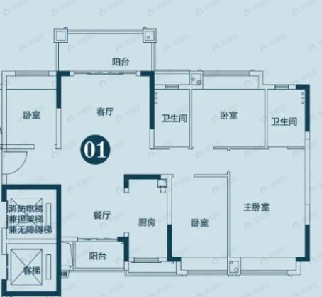 敏捷水映澜山4室2厅2卫户型图