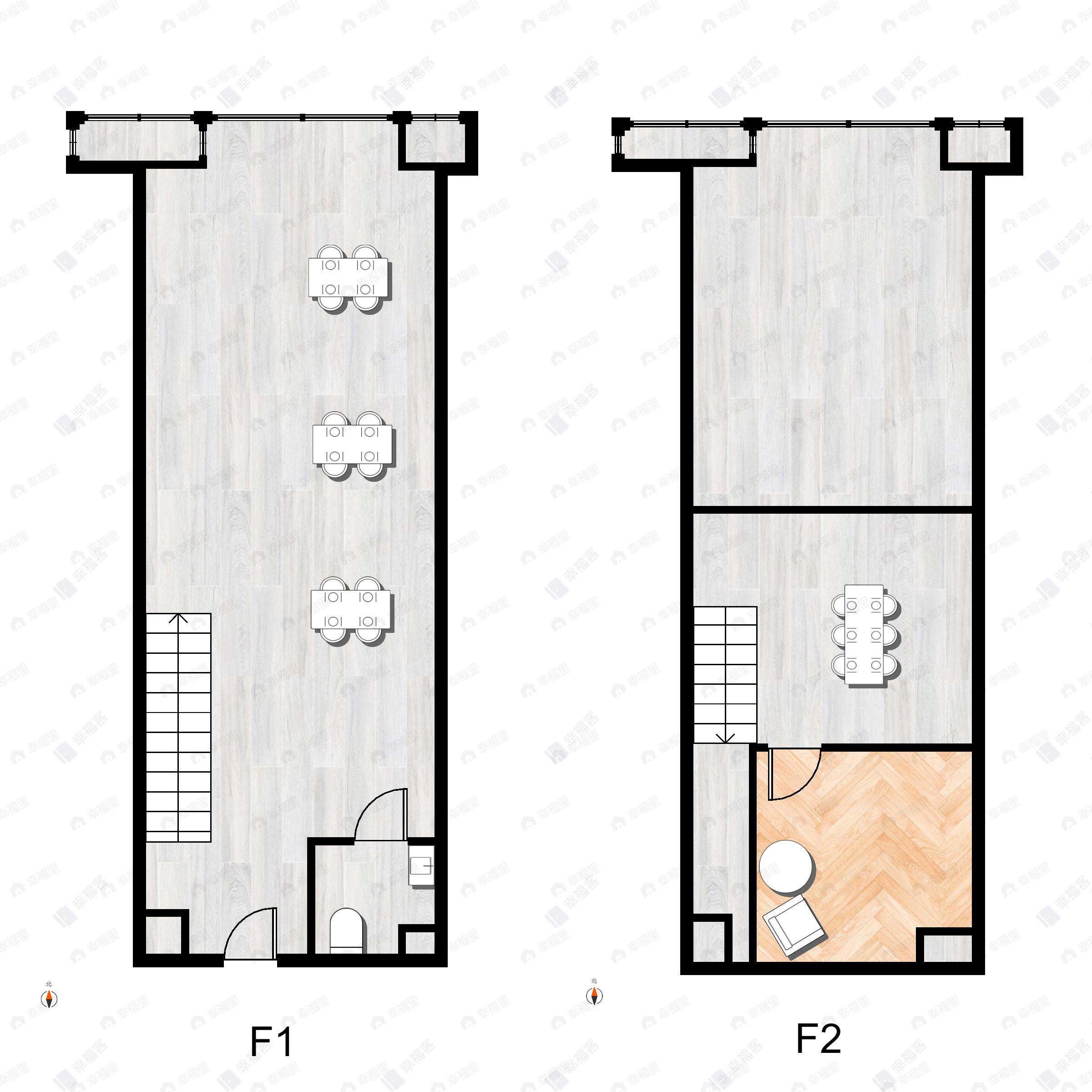 1室建面53m²北户型图