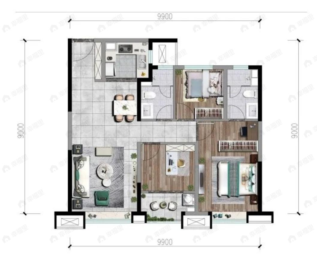 阳光城壹号蔷薇溪谷3室2厅2卫户型图
