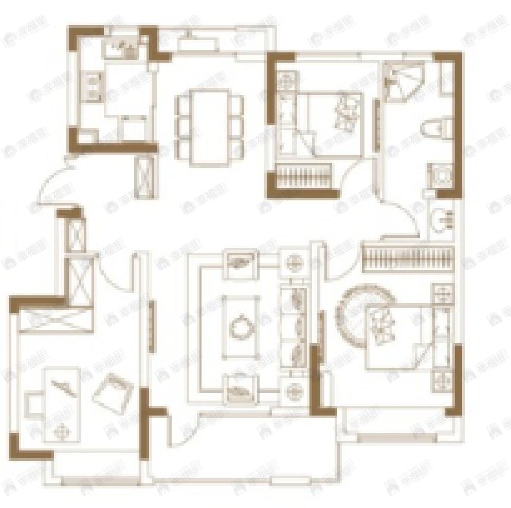 澳海白沙岛3室2厅1卫户型图
