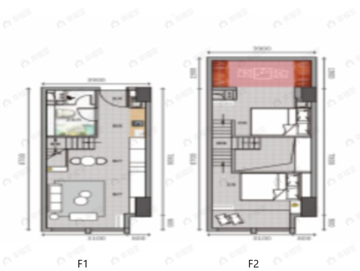 卓尔时代中心2室2厅1卫户型图