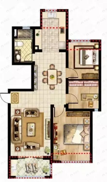 贝尚湾3室2厅1卫户型图