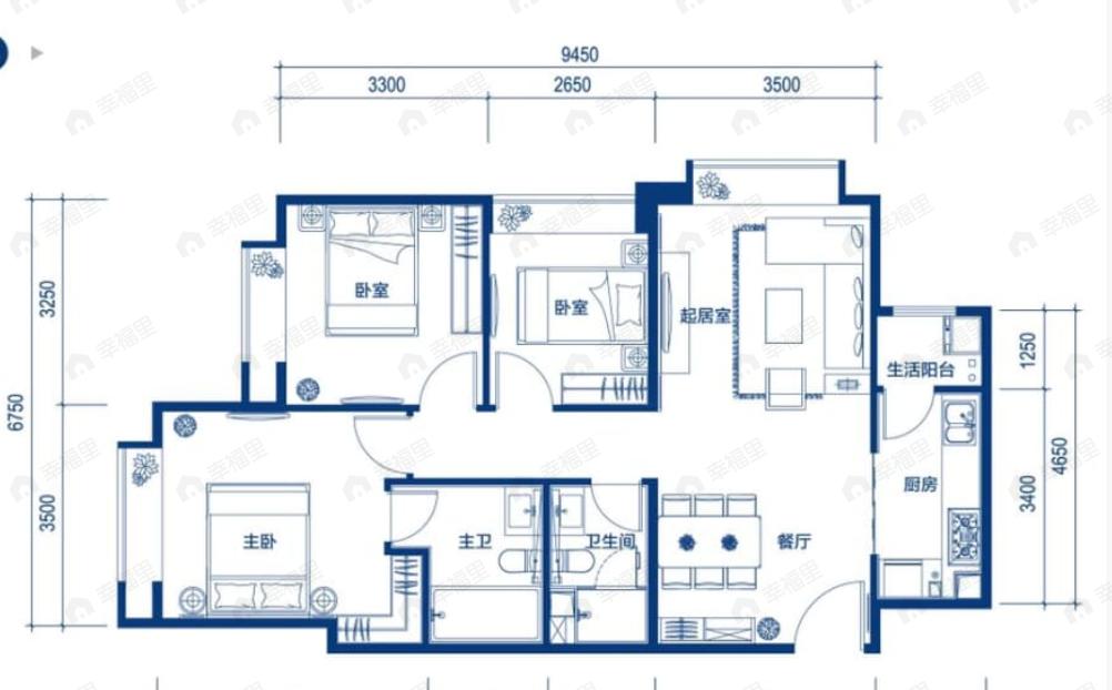 合景寰汇3室2厅2卫户型图