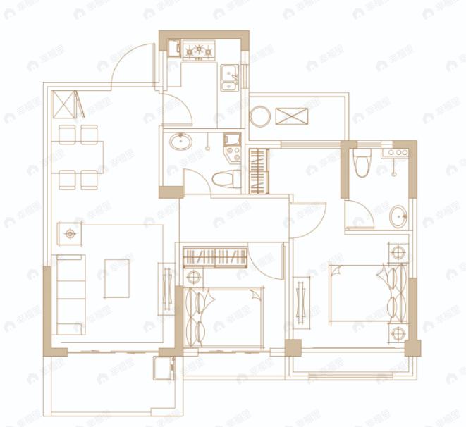 龙记玖越庭3室2厅2卫户型图
