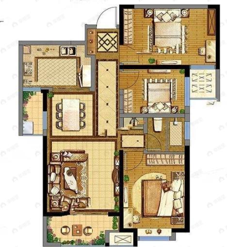 德杰德裕天下3室2厅1卫户型图