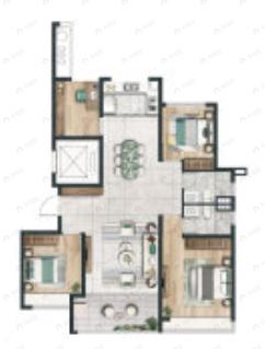 华侨城欢乐天地4室2厅2卫户型图