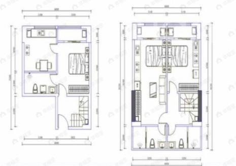 4室2厅2卫建面60平北户型图