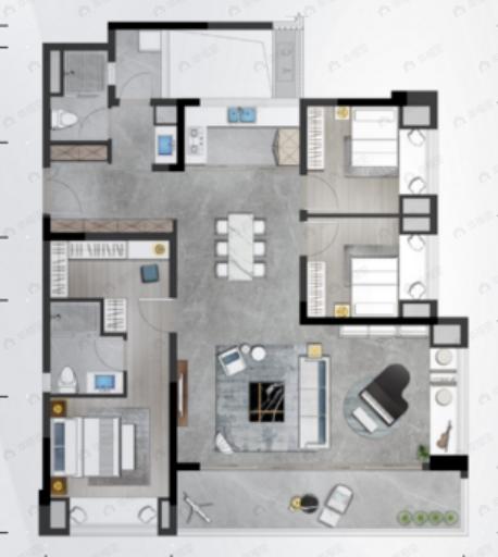卓越天元3室2厅2卫户型图