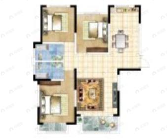 中成水岸绿洲3室2厅2卫户型图