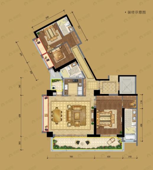 同森锦樾1号3室3厅3卫户型图