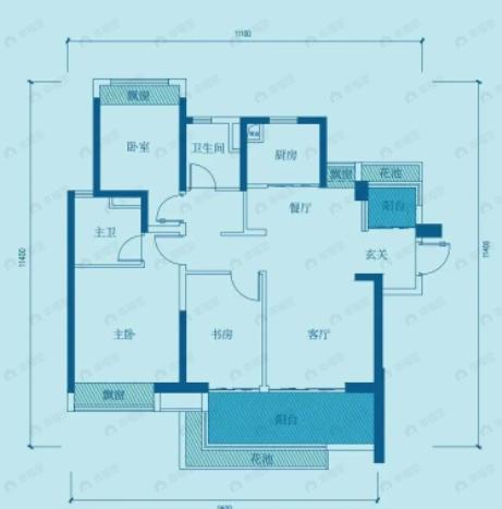 保利崖州湾3室2厅2卫户型图
