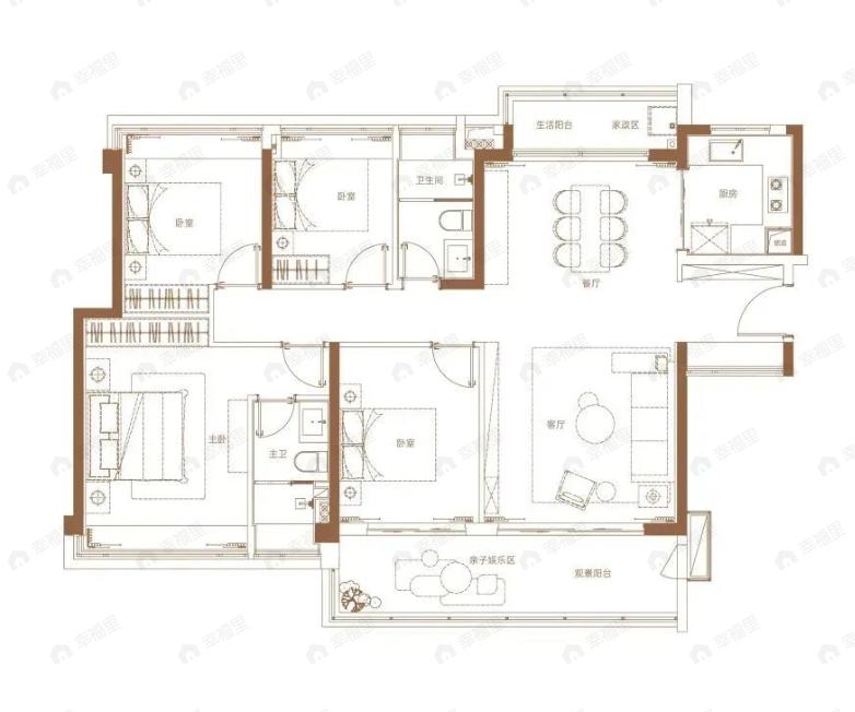 星河东悦湾4室2厅2卫户型图